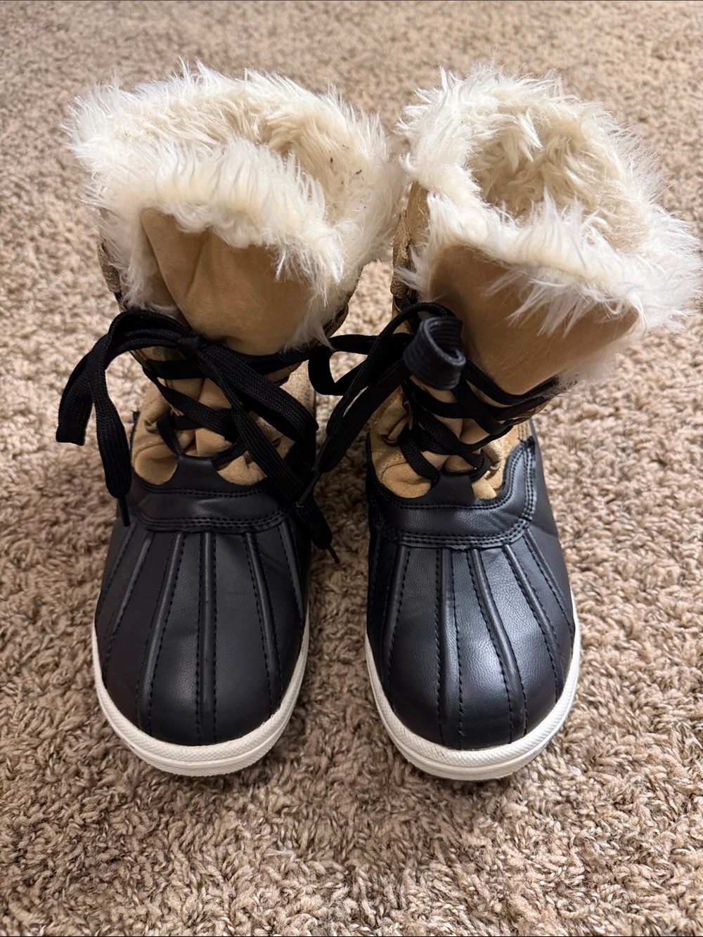 Target Black and Tan Faux-Fur Lined Lace-Up Winter Boots